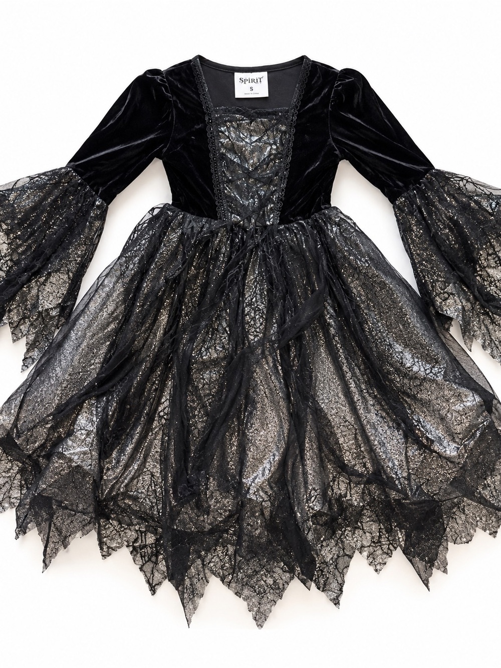 Spirit Black Glitter Lace Girls' Party Dress